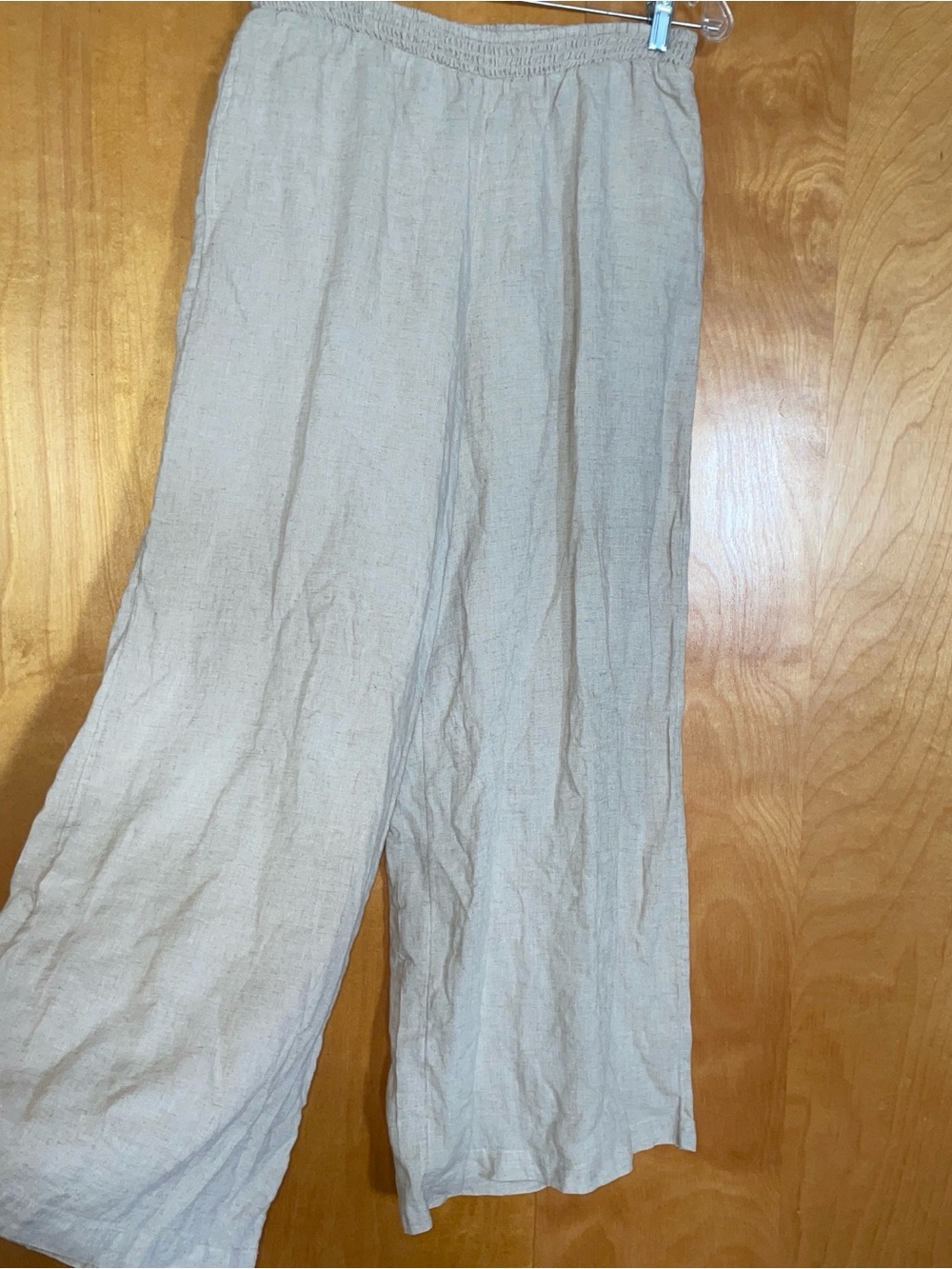 Anthropologie Wide-Leg Linen Blend Pants - Cream